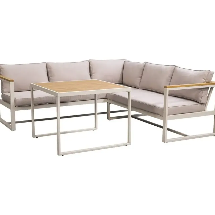 Loungesets|Loungesets-Leen Bakker Lounge dining hoekset Sevilla - zand/metaal