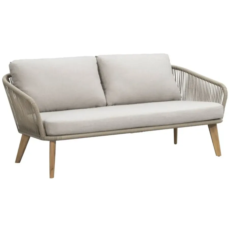 Leen Bakker Loungebank Nant - wicker/acacia taupe - 87x170x67 cm - incl. kussens