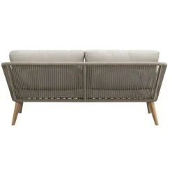Leen Bakker Loungebank Nant - wicker/acacia taupe - 87x170x67 cm - incl. kussens