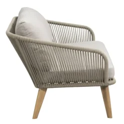 Leen Bakker Loungebank Nant - wicker/acacia taupe - 87x170x67 cm - incl. kussens