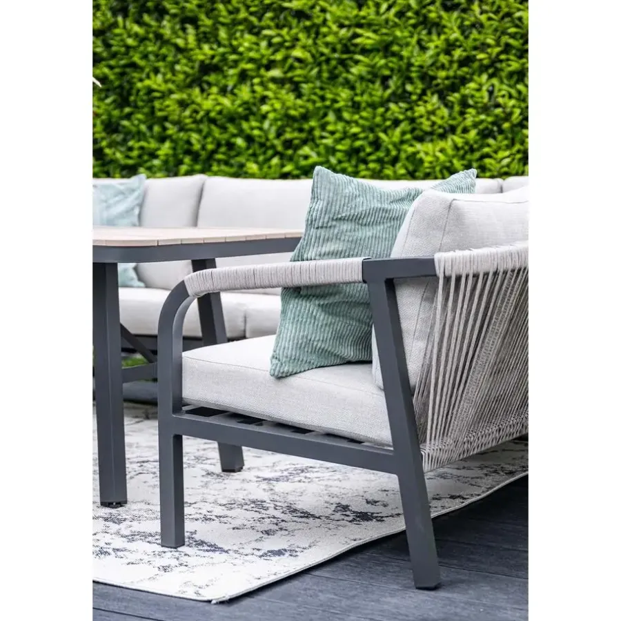Garden Impressions Lounge-diningset Monti - zwart - 7-persoons - aluminium