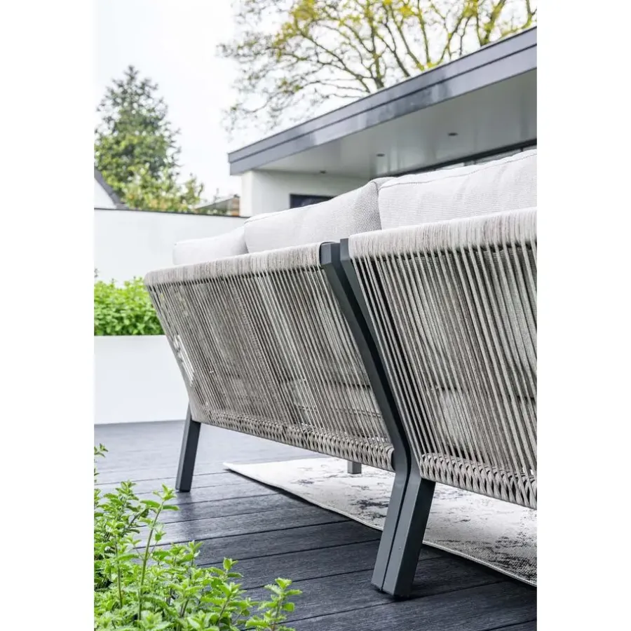 Garden Impressions Lounge-diningset Monti - zwart - 7-persoons - aluminium