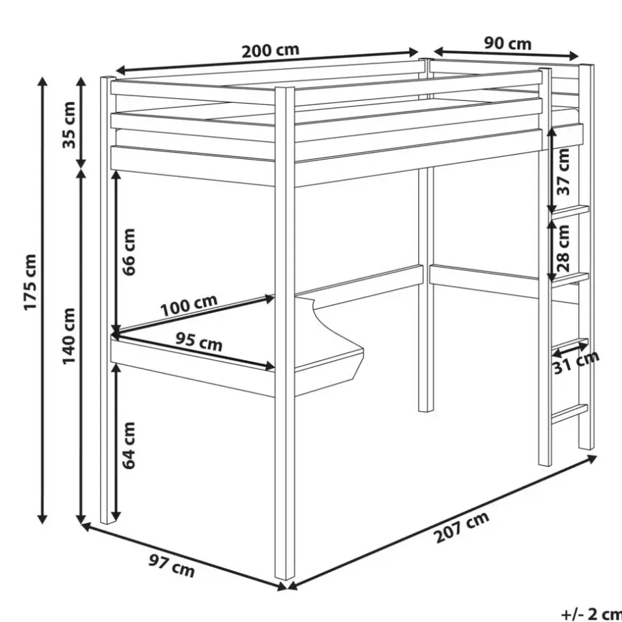 1-Persoons Bedden-Beliani LOURY - Kinderbed - Wit - 90 x 200 cm - Dennenhout