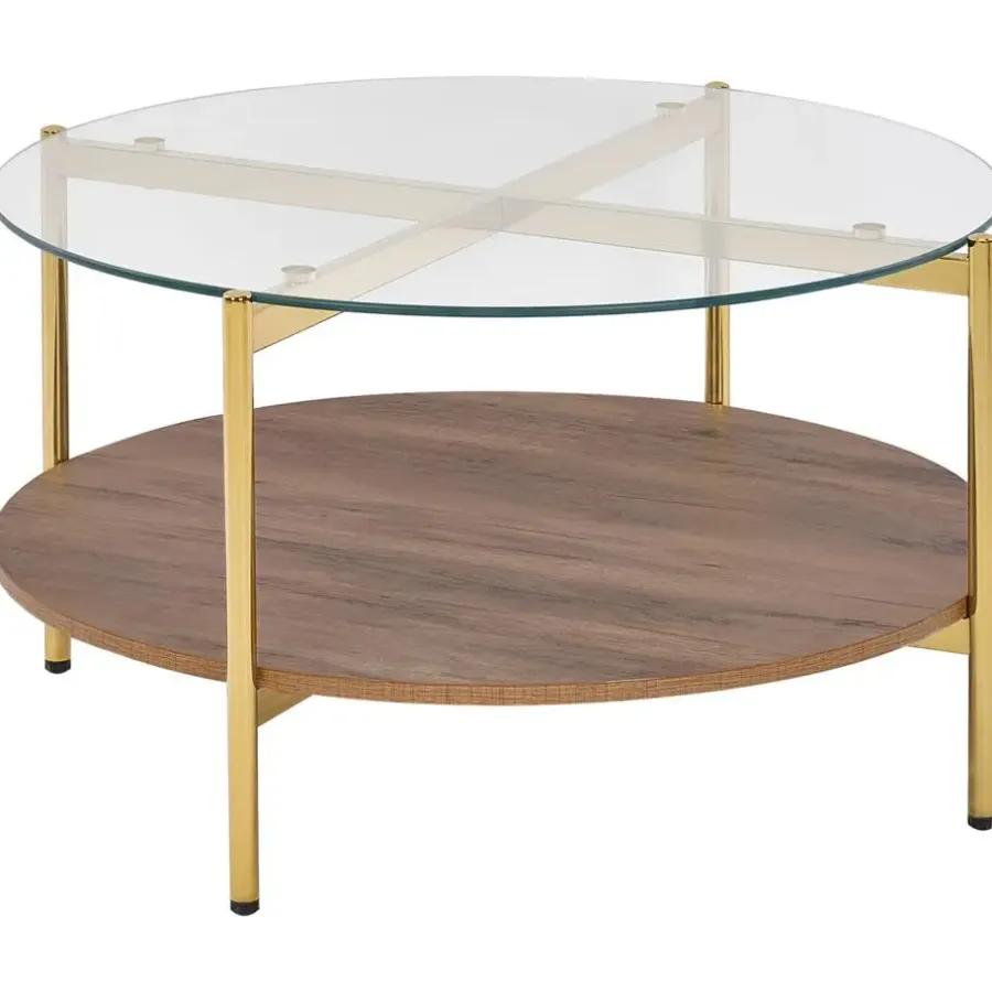 Leen Bakker LOVELL - Salontafel - Donkerbruin/Goud - Hout