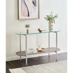 Sidetables-Leen Bakker LOVELL - Sidetable - Lichtbruin/Zilver - Hout