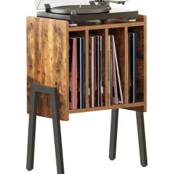 Bijzettafels-Merkloos LP Opbergsysteem - Platenrek - LP Houder - Vinyl Houder - MDF - Bruin Vintage