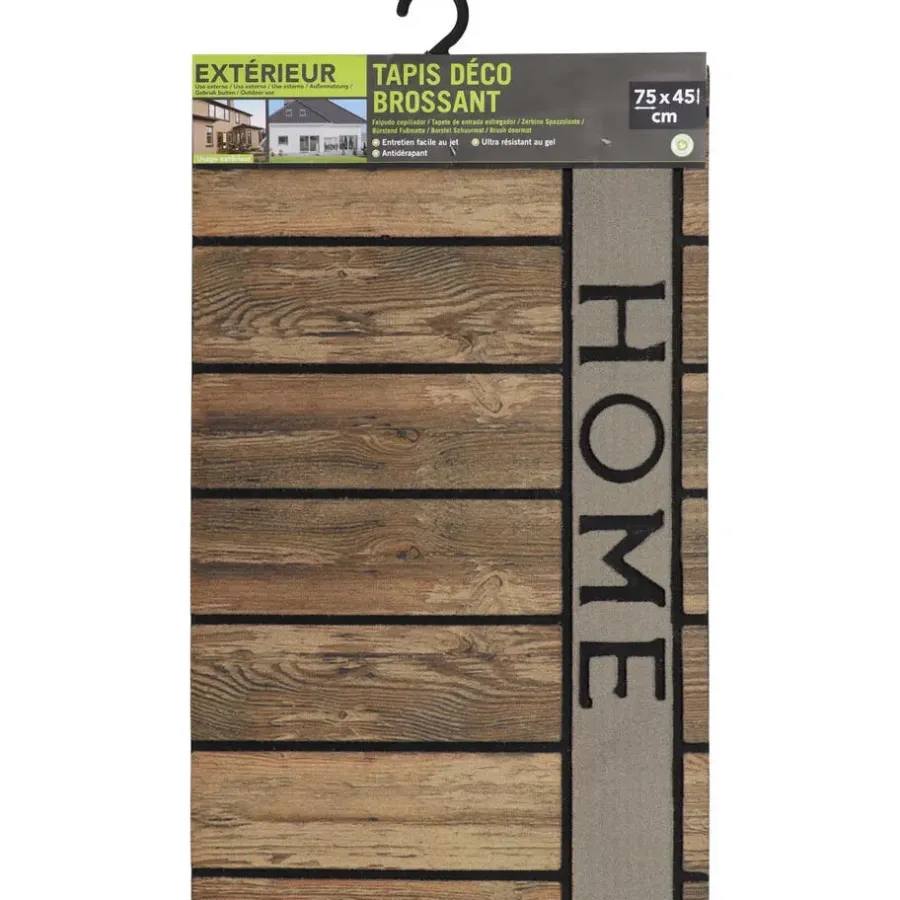 Deurmatten-Luance Deurmat - met print - rubber - houtlook - 45 x 75 cm