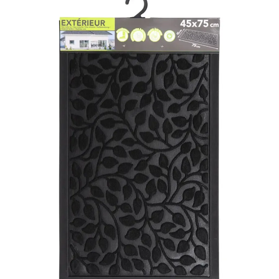 Luance Deurmat - zwart - rubber - rechthoek - 75 x 45 cm