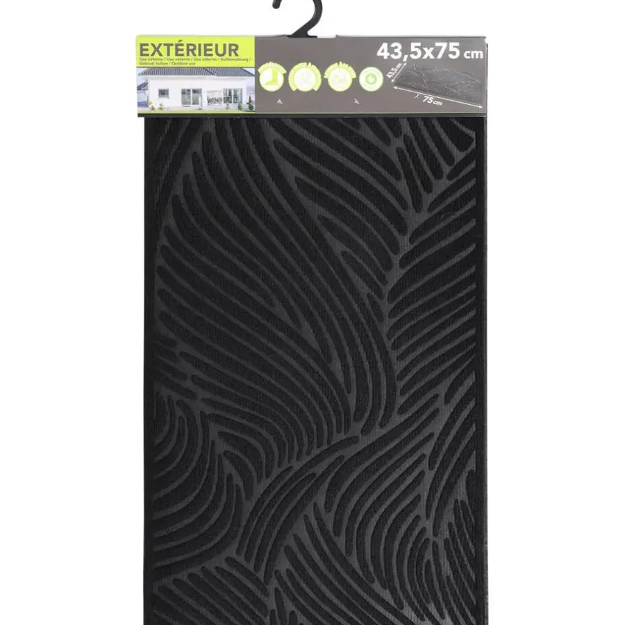 Deurmatten-Luance Deurmat Vague - zwart - rubber - rechthoek - 75 x 44 cm