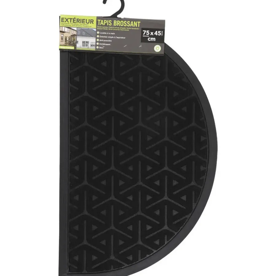 Deurmatten-Luance Deurmat Wilson - zwart - rubber - halve maan - 75 x 44 cm