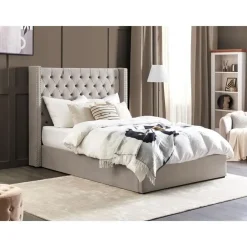 Beliani LUBBON - Bed met opbergruimte - Lichtgrijs - 140 x 200 cm - Fluweel