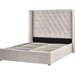 Beliani LUBBON - Bed met opbergruimte - Taupe - 140 x 200 cm - Fluweel