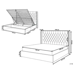 Beliani LUBBON - Bed met opbergruimte - Grijs - 160 x 200 cm - Fluweel