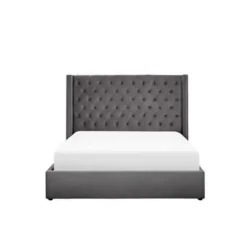 Beliani LUBBON - Bed met opbergruimte - Grijs - 160 x 200 cm - Fluweel