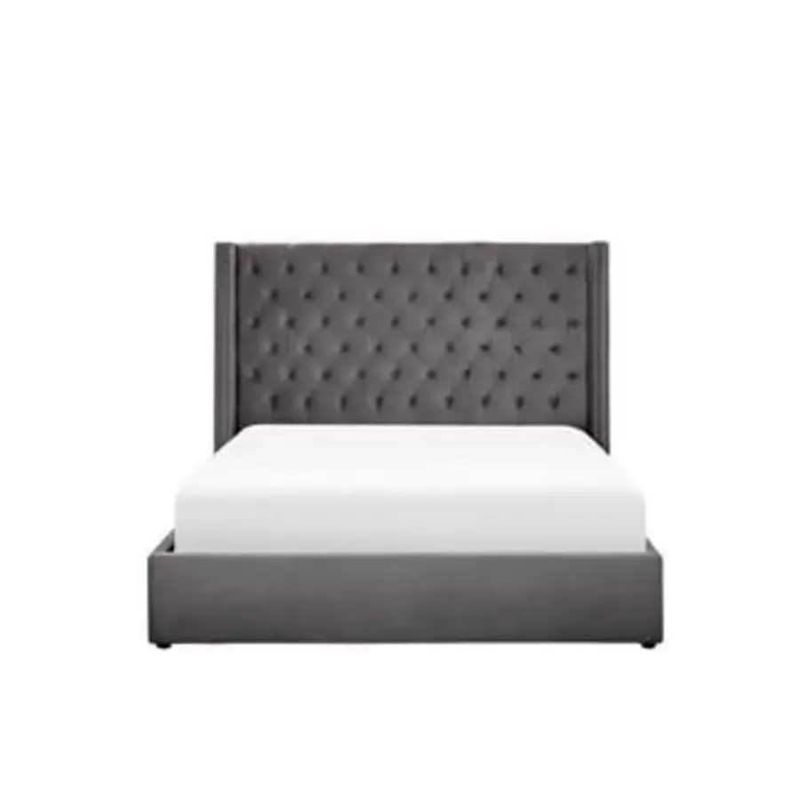 Beliani LUBBON - Bed met opbergruimte - Grijs - 160 x 200 cm - Fluweel
