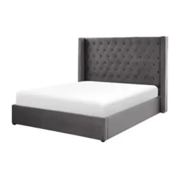 Beliani LUBBON - Bed met opbergruimte - Grijs - 160 x 200 cm - Fluweel