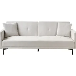 Beliani LUCAN - Slaapbank 3-zits - Lichtbeige - Polyester
