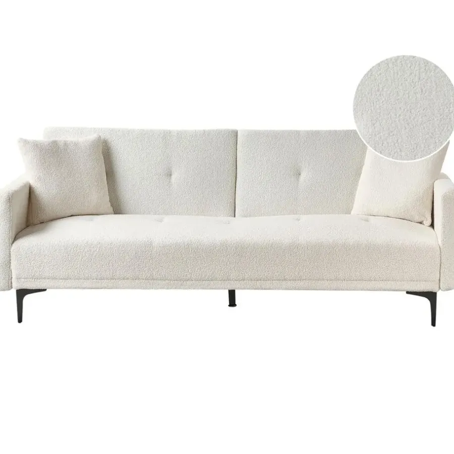 Slaapbanken|Slaapbanken-Beliani LUCAN - Slaapbank 3-zits - Off-white - Polyester