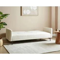 Slaapbanken|Slaapbanken-Beliani LUCAN - Slaapbank 3-zits - Off-white - Polyester