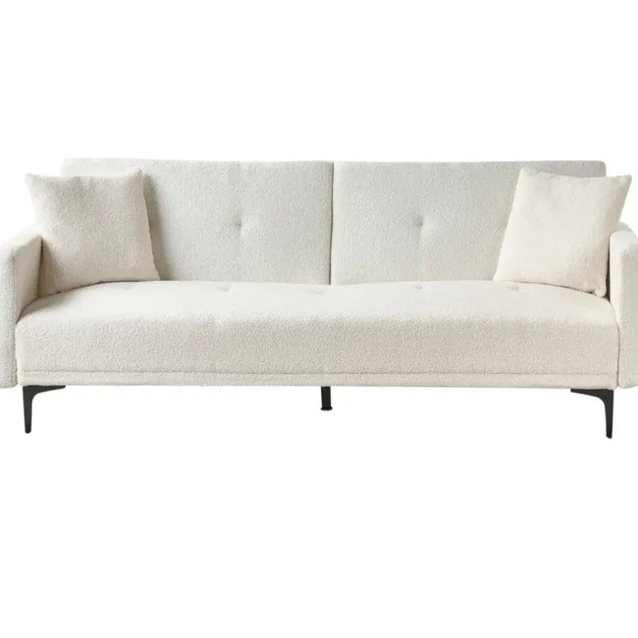 Slaapbanken|Slaapbanken-Beliani LUCAN - Slaapbank 3-zits - Off-white - Polyester