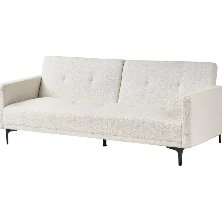 Slaapbanken|Slaapbanken-Beliani LUCAN - Slaapbank 3-zits - Off-white - Polyester
