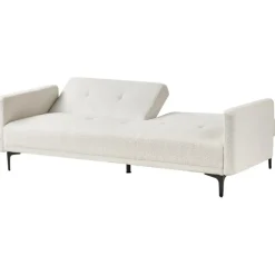 Slaapbanken|Slaapbanken-Beliani LUCAN - Slaapbank 3-zits - Off-white - Polyester