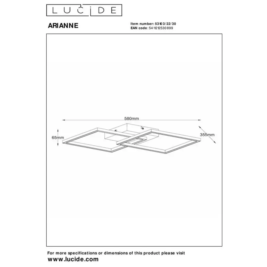 Plafondlampen-Lucide ARIANNE Plafonnière - Zwart