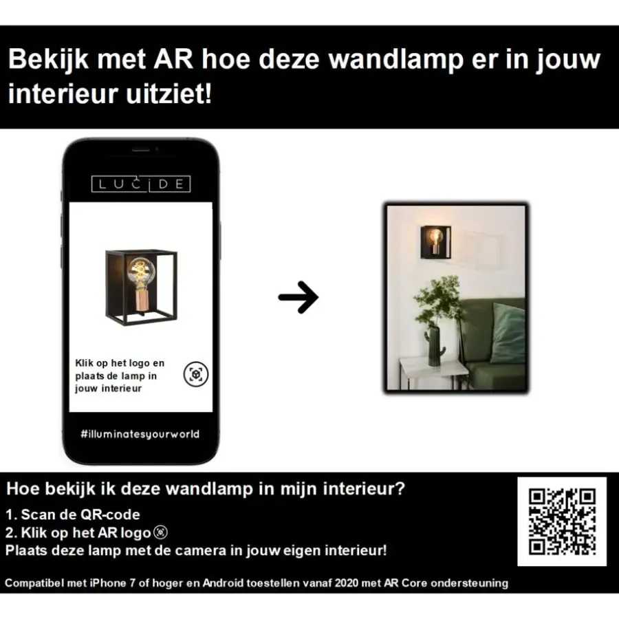 Lucide ARTHUR Wandlamp - Zwart