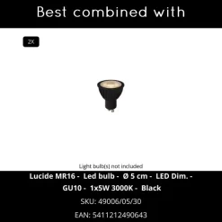 Lucide BONDI Wandspot - Zwart