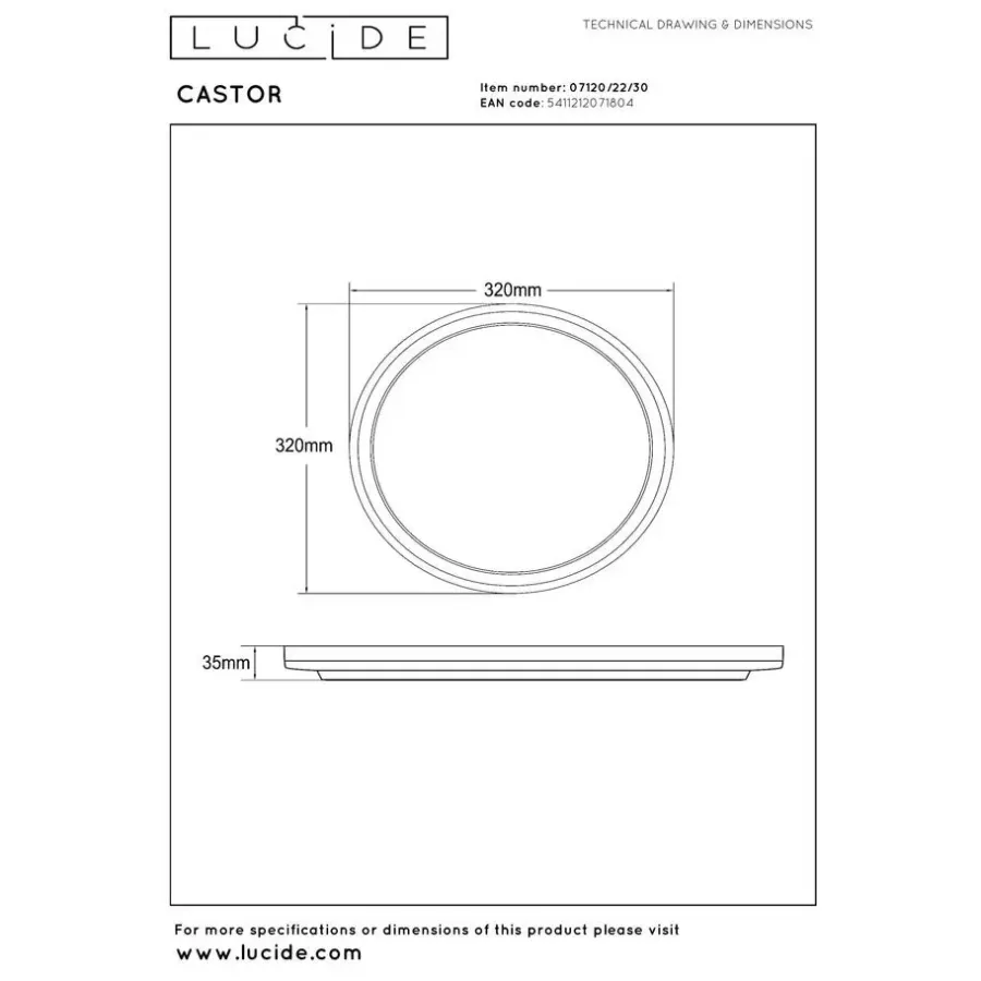 Lucide CASTOR Plafonnière - Opaal