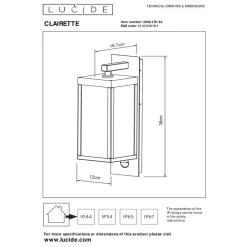 Buitenverlichting|Wandlampen-Lucide CLAIRETTE Wandlamp - Antraciet