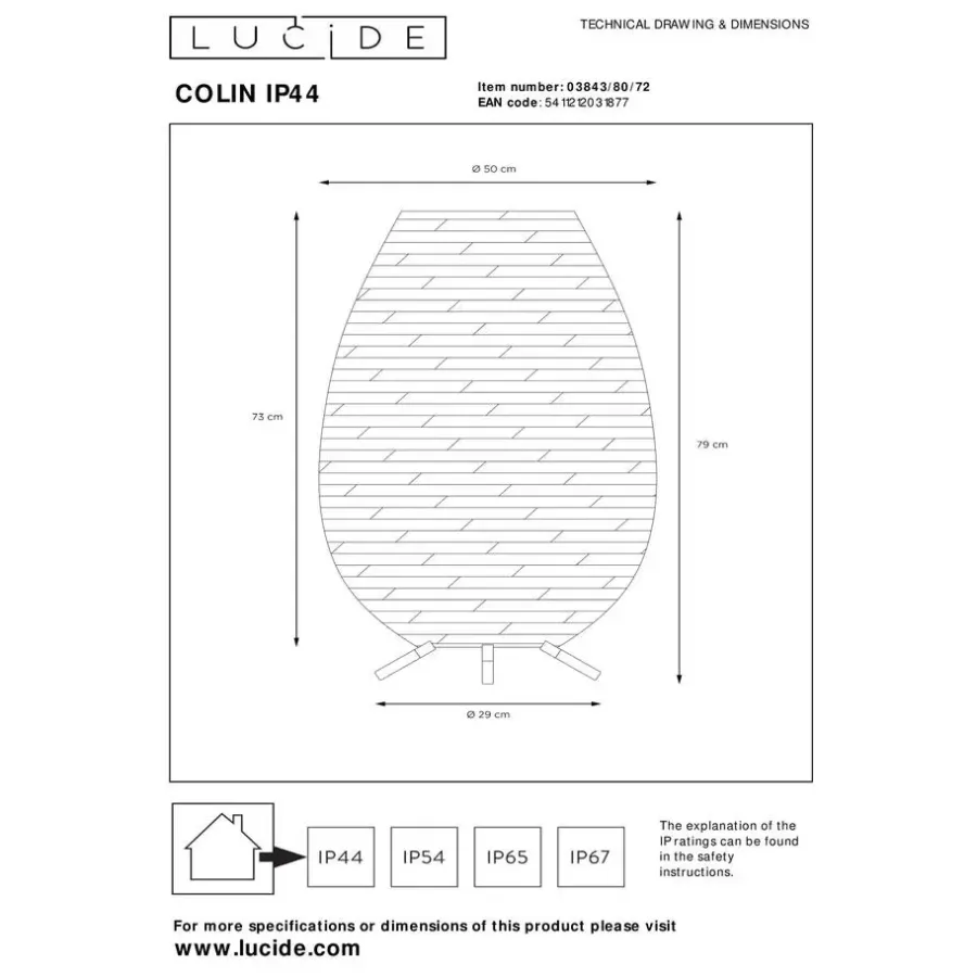 Lucide COLIN IP44 Vloerlamp - Naturel
