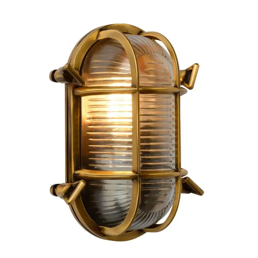 Buitenverlichting|Wandlampen-Lucide DUDLEY Wandlamp - Mat Goud / Messing