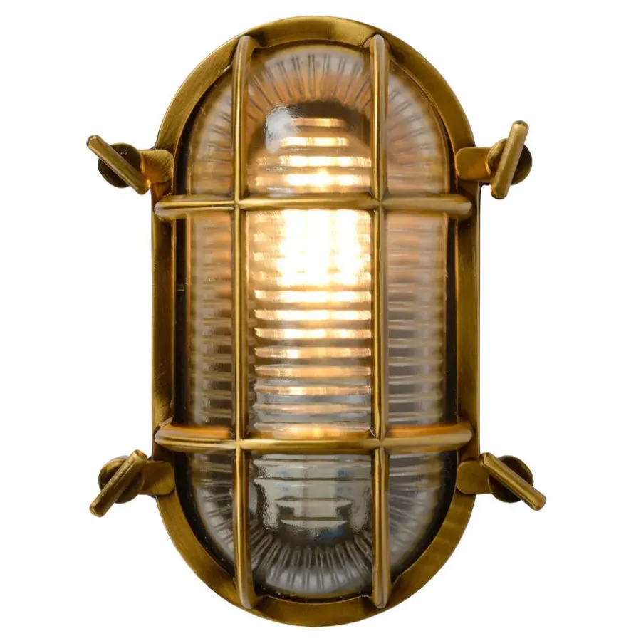 Buitenverlichting|Wandlampen-Lucide DUDLEY Wandlamp - Mat Goud / Messing