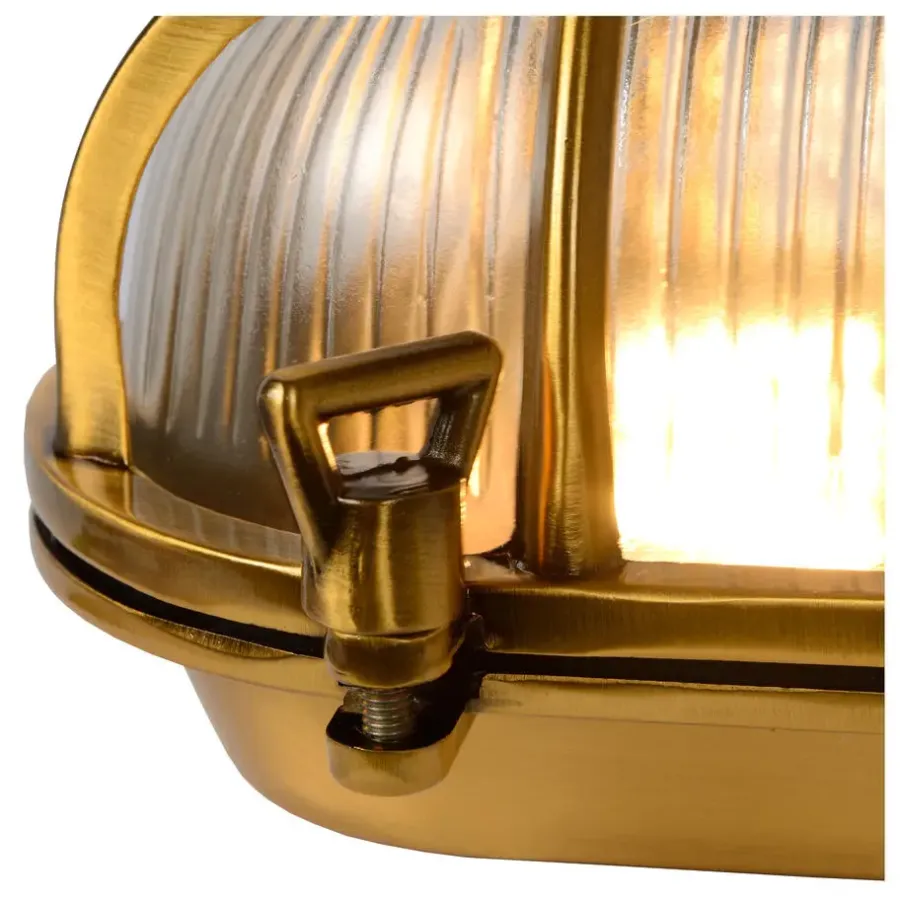 Buitenverlichting|Wandlampen-Lucide DUDLEY Wandlamp - Mat Goud / Messing
