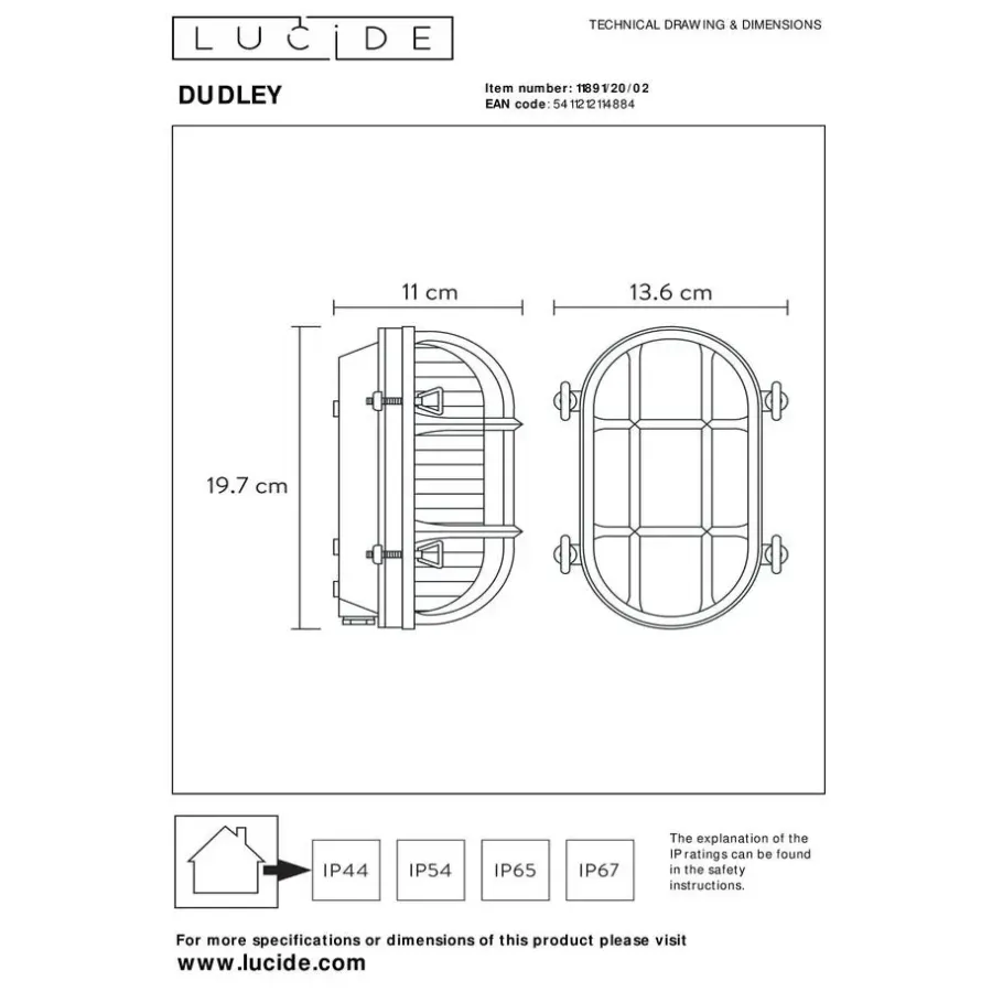 Buitenverlichting|Wandlampen-Lucide DUDLEY Wandlamp - Mat Goud / Messing