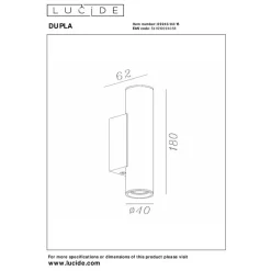 Lucide DUPLA Wandspot - Grijs ijzer