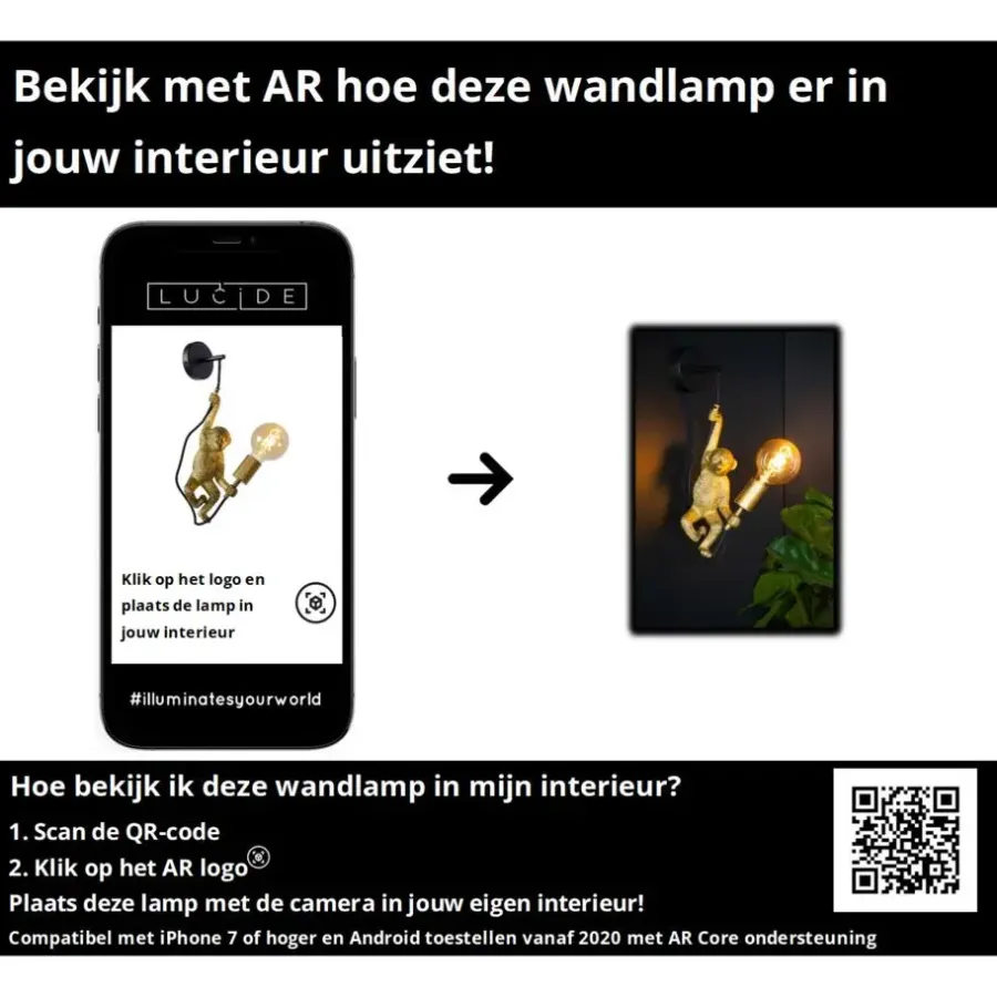 Wandlampen-Lucide EXTRAVAGANZA CHIMP Wandlamp - Zwart