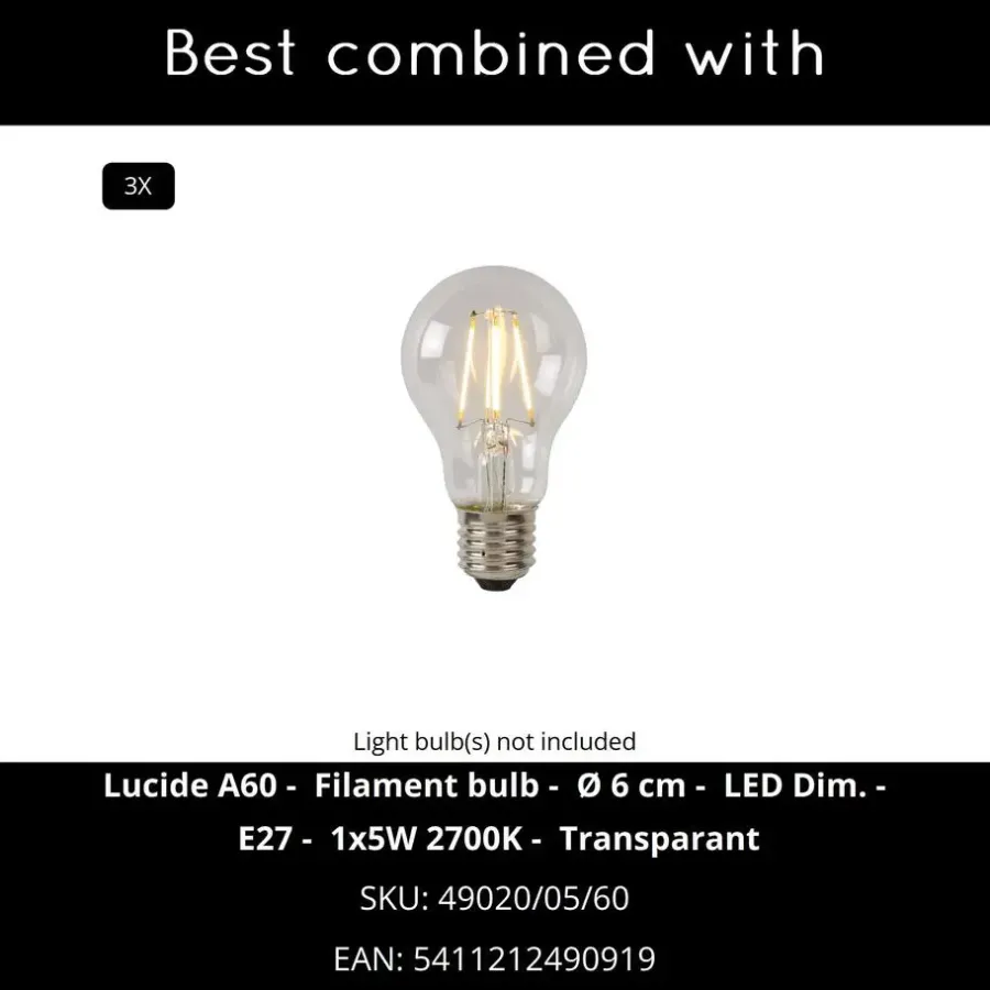 Lucide FIRMIN Hanglamp - Mat Goud / Messing