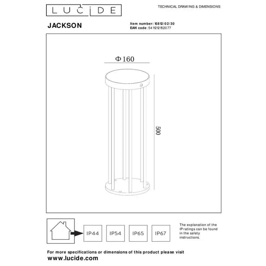 Buitenverlichting|Staande Lampen-Lucide JACKSON Sokkellamp - Zwart