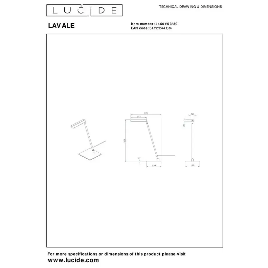 Bureaulampen|Bureaulampen-Lucide LAVALE Bureaulamp - Zwart