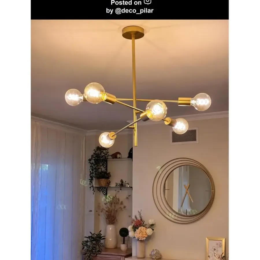 Plafondlampen-Lucide LESTER Plafonnière - Mat Goud / Messing