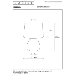 Tafellampen-Lucide MARMO Tafellamp - Wit