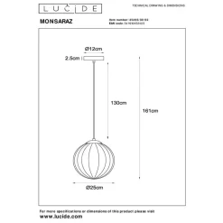 Lucide MONSARAZ Hanglamp - Amber