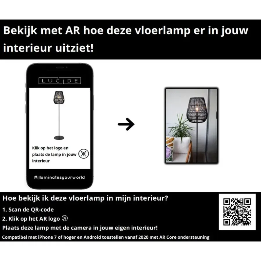 Staande Lampen-Lucide NERIDA Vloerlamp - Zwart