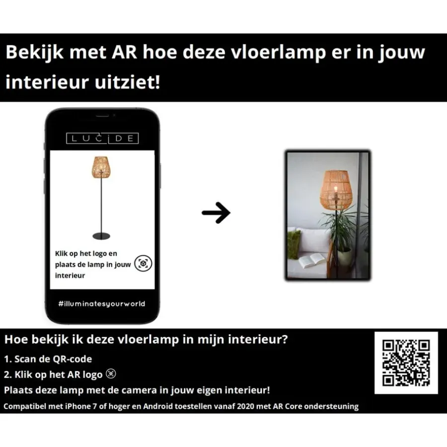 Staande Lampen-Lucide NERIDA Vloerlamp - Naturel