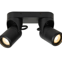Wandlampen-Lucide NIORT - Plafondspot Buiten - 2xGU10 - IP44 - Zwart