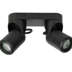 Wandlampen-Lucide NIORT - Plafondspot Buiten - 2xGU10 - IP44 - Zwart