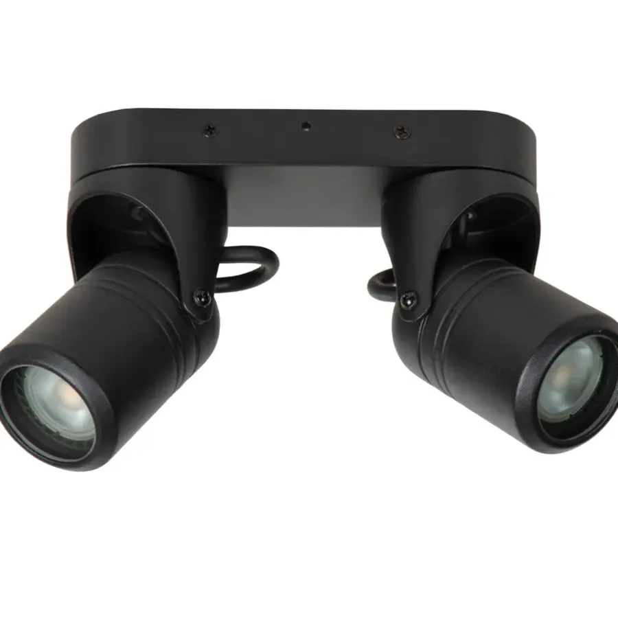 Wandlampen-Lucide NIORT - Plafondspot Buiten - 2xGU10 - IP44 - Zwart