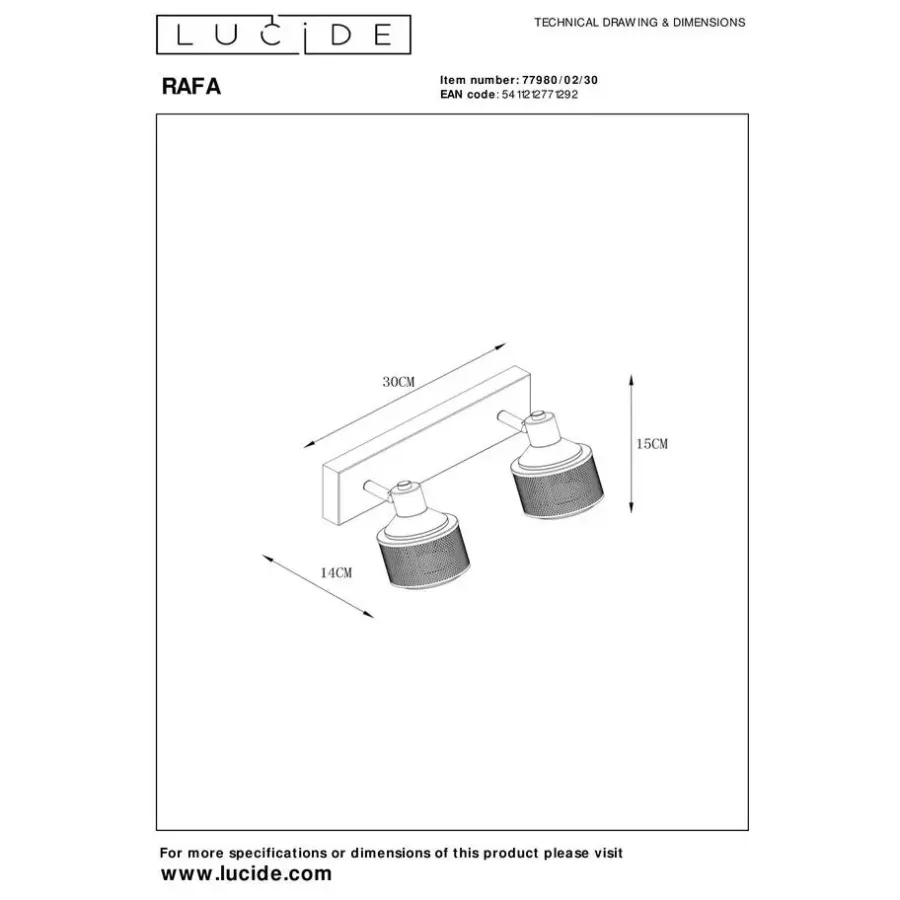 Lucide RAFA Plafondspot - Zwart